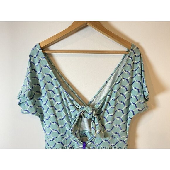 NWT Seraphine Materntiy Nursing Dress Tie Back Wrap Blue Purple Print 8 New - Picture 4 of 7